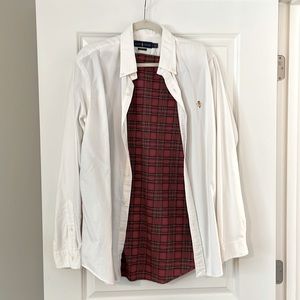 Polo Ralph Lauren Classic Fit White Button shirt with Flannel lining and skulls